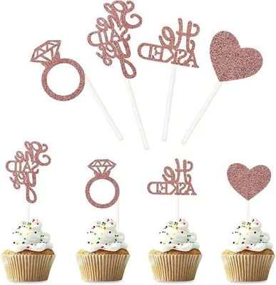 Immagine prodotto di Set di decorazioni per cupcake a forma di anello con diamante in acciaio inossidabile, composto da 36 pezzi