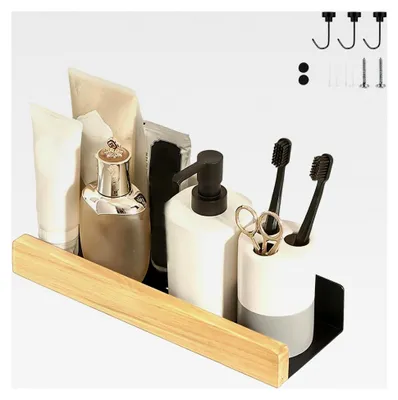 Produktbild von Badablage, Duschregal 30 cm mit 3 schwenkbaren Magnethaken und Montagesatz für Badezimmer, Waschbecken, Küche, Arbeitszimmer