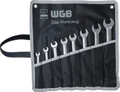 Produktbild von WGB Maulschlüssel-Satz mit Ringratsche 9235 RT/5 - 5-teilig gekröpft, Stopring, Rolltasche, Chrom-Vanadium Stahl
