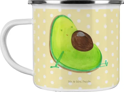 Produktbild von Mr. & Mrs. Panda Emailletasse Avocado Schwangerschaft - Gelb Pastell - Geschenk, Liebe, Teetasse, Schwanger, Baby, Blechtasse, Haferl, Geburt, Reisebecher, Pott