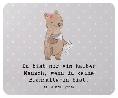 Produktbild von Mr. & Mrs. Panda Mauspad Buchhalterin Herz - Grau Pastell - Geschenk, Buchhalter, Mousepad, pc, mousematte, Mouse Pad, Beruf, Spruch, Witzig, Lustig