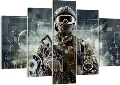 Produktbild von Bild auf Leinwand - Leinwandbild - Soldat Gewehr - 150x100cm - Wand Bild - Wanddeko - Wandbilder - Leinwanddruck - Bilder - Kunstdruck - Wanddekoration - Leinwand bilder - Wandkunst - EA150x100-4071