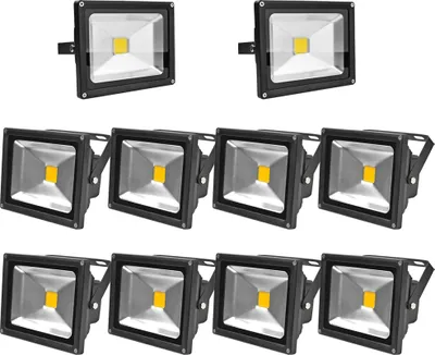 Produktbild von Greenmigo 10pcs 20W LED Strahler Außen 3000K Warmweiß Flutlicht Fluter IP65 Wasserdicht Flutlicht Außenstrahler für Garten Garage Sportplatz