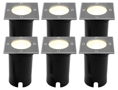 Produktbild von Ledvion 6er Set LED Bodenstrahler Außen IP67 3W 230V 345Lm 2700K GU10 weiss