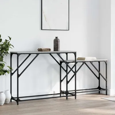 Produktbild von "im Sonderangebot"Konsolentisch - modernes Design - Flurtisch/Beistelltisch -e 2 Stk. Grau Sonoma Holzwerkstoff NEU193746 - Konsolentische