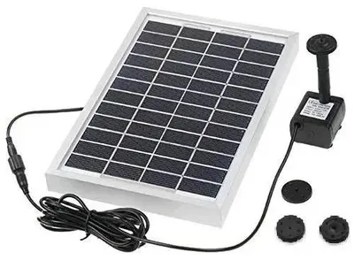 Produktbild von Solar Springbrunnen Wasserpumpe Set - Teich Tauchpumpe - 5 W Solarpanel - Fördermenge 170 l/h - Metallgehäuse - Für Gartenbrunnen und Teichbelüftung
