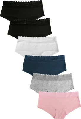 Produktbild von Fabio Farini - 6 Stück Frauen Unterwäsche - Damen Hipster Slip mit hoher Spitze am Bund und niedriger Leibhöhe