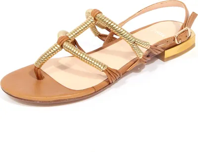 Produktbild von G5282 sandalo donna ZINDA tan/gold leather sandals woman