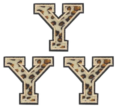 Buchstaben-Patches Y, Leopardenmuster, 6 cm, 3 Stück, zum Aufbügeln