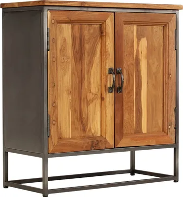 Image de Buffet Teck recyclé et acier 65x30x70 cm