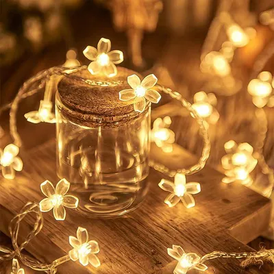 Lichtkette Kirschblüten 3 m 20 LEDs batteriebetrieben warmweiß
