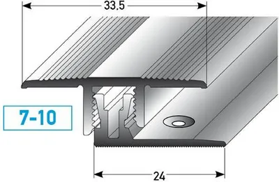 Produktbild von PROVISTON | Klick-Übergangsprofil | Aluminium eloxiert | Silber | Breite 33.5 mm | Höhe 7 - 10 mm | Länge 1000 mm | Gebohrt | Klicksystem | Übergangsschiene | Übergangsleiste | Abdeckleiste | 1 Stück