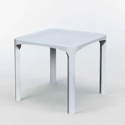 Produktbild von Poly-Rattan-Bartisch für den Außenbereich 80x80 Grand Soleil Olè - Weiß