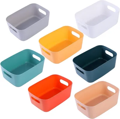 Produktbild von 7 Aufbewahrungsboxen, Kunststoff-Aufbewahrungskorb mit Griffen, Küchenschrank, Aufbewahrungsbox, Kunststoffbox, Organizer-Box für Badezimmer, Küche (m