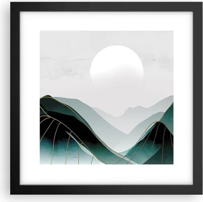 Produktbild von Gerahmtes Poster - Schwarzer Rahmen - Abstraktion Berge Stück - 30x30 cm - Wand Bild - Wanddeko - Wandbilder - Kunstposter - Wandposter - Bilderrahmen - Bilder - Kunstdruck - P2BAC30x30-4911