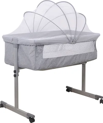 Image de Lit d'appoint pour bébé Berceau de voyage Lit d'enfant avec moustiquaire 96×77×57cm gris