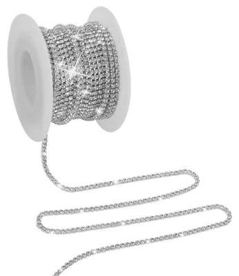 Strasskette 9 m x 2 mm, Kristall, Basteln, Hochzeit, Dekoration