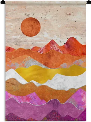 Produktbild von MuchoWow® Wandteppich Wandbehang Stolz - Lesbische Flagge - Marmor 90x135 cm Tapisserie Dekoration Wandtuch - Baumwolle - Wandskulptur