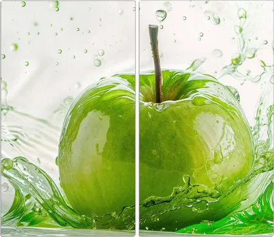 Produktbild von Spritzschutz Herdabdeckplatte Schneidebrett aus Glas Splash Apfel 2-Teilig (60x52cm)
