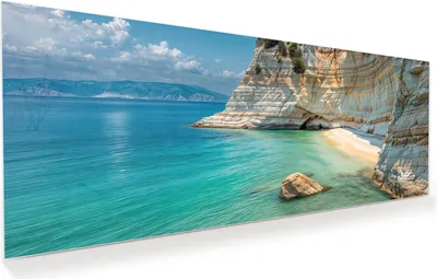 Produktbild von Glasbild 100x40cm in XXL für Wohnzimmer, Schlafzimmer Motiv Küstenparadies