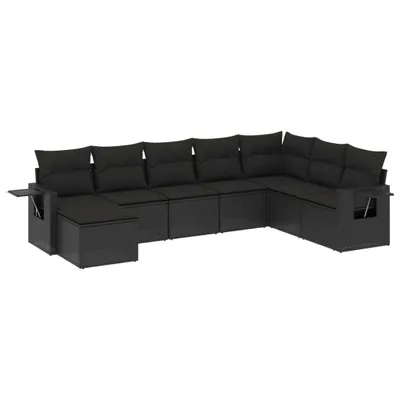 Produktbild von vidaXL 8-tlg. Garten-Sofagarnitur mit Kissen Schwarz Poly Rattan