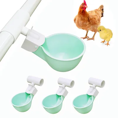 Hühner-Trinknäpfe mit PVC-T-Stücken, Grün, 4 Stück