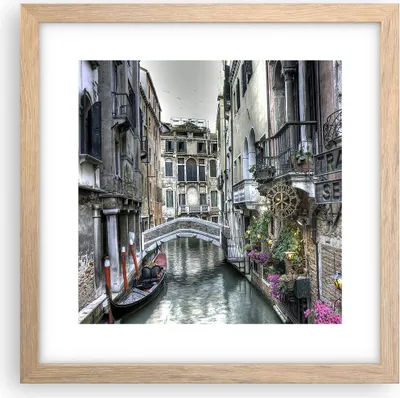 Produktbild von Gerahmtes Poster - Rahmen in heller Eiche - Venedig Brücke Wasser - 30x30 cm - Wand Bild - Wanddeko - Wandbilder - Wandposter - Bilderrahmen - Bilder - Kunstdruck - Wandbild - P2NAC30x30-3522