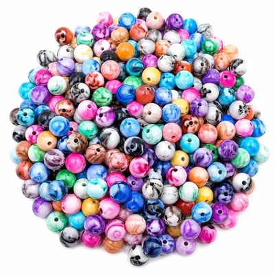 Acrylkralen 8 mm, 300 Stück, bunt, rund, für DIY-Schmuck