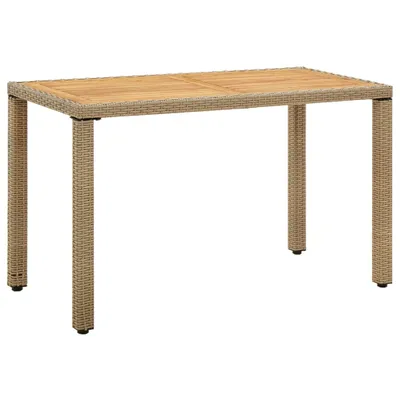 Produktbild von The Living Store Gartentisch Beige 123x60x74 cm Poly Rattan & Massivholz Akazie