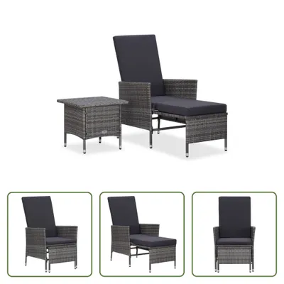 Produktbild von The Living Store 2-tlg. Garten-Lounge-Set mit Kissen Poly Rattan Grau