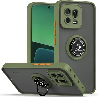 Image de Étui pour Xiaomi 13 étui TPU translucide mat avec support d'anneau et support Vert Armée