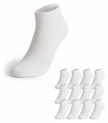 Produktbild von 12 Paar Sneaker Socken Damen Herren Baumwolle ohne Naht Weiß/35-38