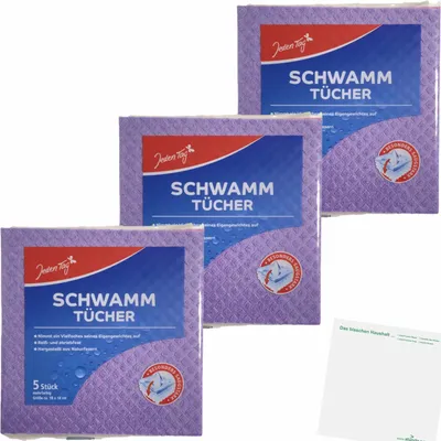 Produktbild von Jeden Tag Schwammtuch 18x18cm 3er Pack (3x5Stk Packung) + usy Block