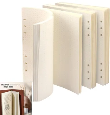 Produktbild von A5 Gepunktetes Nachfüllpapier, 6 Löcher, 60 Blätter, Elfenbein, 21x14.5cm, 5mm Punktabstand, Standard 6 Löcher Design, Hochwertiges Papier, Perfekt für A5 Notizbuch, Tagbuch, Skizze, Malerei