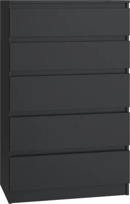 Obrázek produktu pro VBChome Komoda s 5 zásuvkami 70 x 40 x 110 cm černá Bezúchytková komoda Víceúčelová skříňka do předsíně Ložnice Obývací pokoj Dětský pokoj Moderní černá barva