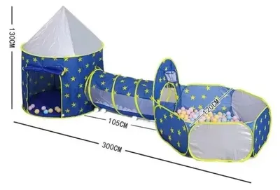 Produktbild von Kinder-Spielzelt - 3-in-1-Spielzelt - Bällebad - Spieltunnel - Faltbar - Für 6–12 Jahre - Sternjurte