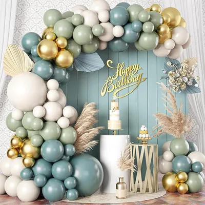 Produktbild von Ballonbogen Set, Salbeigrün, 25+ Ballons, für Geburtstag, Babyshower, Hochzeit, Taufdekorationen