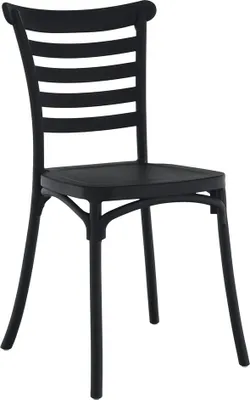 A black chair is shown against a white background.