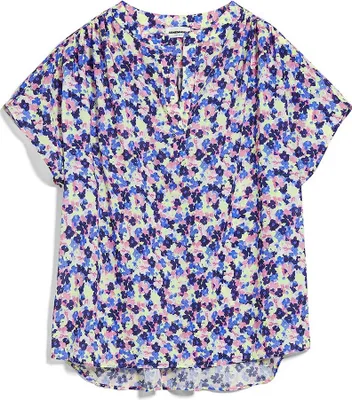 Produktbild von Social fashion ARMEDANGELS Maaike Multi FLORAL - Damen Bluse Oversized Fit aus Lyocell? Lyocell Bluse Kurzarm V-Neck Oversize hell-grün 2081-76-00084