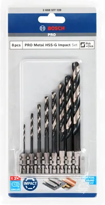 Immagine prodotto di Set di punte elicoidali Bosch PRO Metal HSS-G, 8S