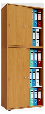 Produktbild von Büroschrank mit 5 Fächern | Aktenschrank mit Schiebetüren und Schloss | Maße ca. B. 70 x H. 184 x T. 37 cm