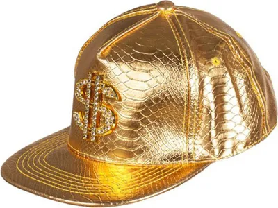 Produktbild von Baseballkappe mit Dollar-Motiv, Gold, Krokodilsmaserung, größenverstellbar