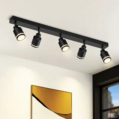 Obrázek produktu pro ZMH LED stropní svítidlo černé 5 plamenů stropní svítidlo GU10 otočné stropní kovové pro předsíň obývací pokoj dětský pokoj ložnice, bez žárovek