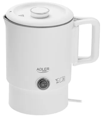 Produktbild von Adler AD 1388w Reise-Wasserkocher weiß 0,8L 650W klappb. Griff verstaubarer Sockel