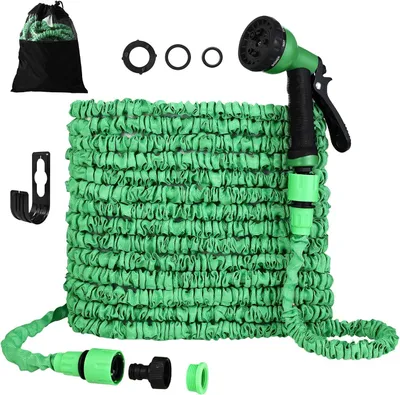 Imagen del producto de Manguera de jardín flexible, manguera de agua, de 30 metros con boquilla extensible y 8 funciones, ideal para regar flores