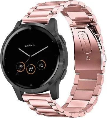 Produktbild von Strap-it Stahlarmband - Kompatibel mit Garmin Vivomove 3s Armband 40mm - Gliederarmband Hochwertiger EdelstahlFaltschließe für Armband Rosa 18mm Smartwatch