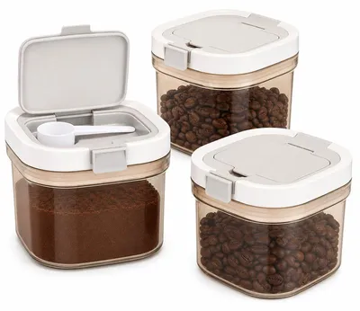 Produktbild von 3er-Set Kaffeedosen luftdicht – 800 ml, mit Löffel, stapelbar, BPA-frei – Vorratsdosen und Aromaschutz für Kaffee und Tee