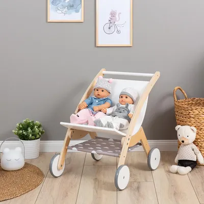 Produktbild von MUSTERKIND Puppen Zwillingswagen Barlia natur aus Holz natur / weiß