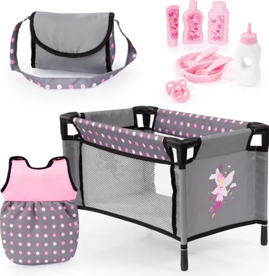 Produktbild von Bayer Design 61766AB Puppenbett, Puppenschlafsack, Tasche, Puppenzubehör, Spielset für Babypuppen