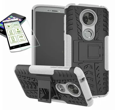 Produktbild von Für Motorola Moto E5 Plus Hybrid Tasche Outdoor 2teilig Weiß Hülle + H9 Glas Neu